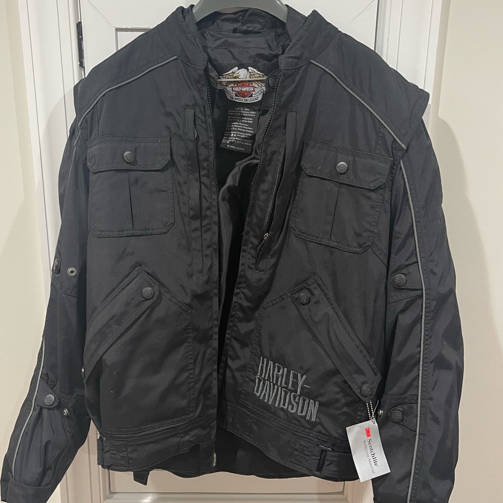 Harley Davidson brand 3 layer multifunctional jacket. Scotchlite reflective